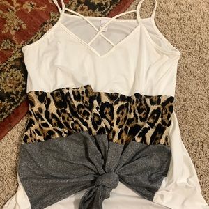 Women's White/Grey/Cheetah Print Tank Top